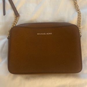 Brown Michael Kors Jet Set crossbody